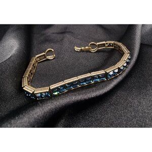 Rare Find Vintage Heidi Daus Early 2000s Gold-Tone Bracelet With Blue Crystal